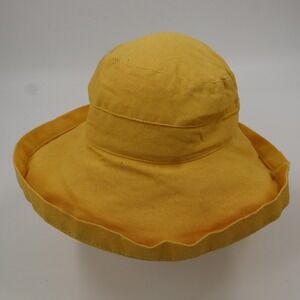 Scala Collezione Sun Hat Womens One Size Yellow Wide Brim Cotton Drawstring